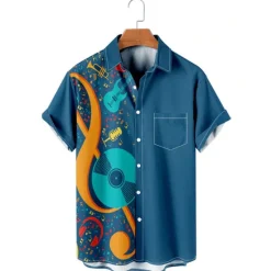 Online OUKU Men's Color Block Palm Tree Tropical Plants Shirt Summer Shirt Summer Hawaiian Shirt Short Sleeve Shirt Turndown Fashion Streetwear Hawaiian Outdoor Street Casual Black Yellow Blue S M L