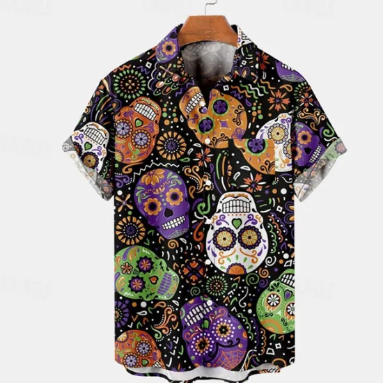 Online OUKU Men's Color Block Palm Tree Tropical Plants Shirt Summer Shirt Summer Hawaiian Shirt Short Sleeve Shirt Turndown Fashion Streetwear Hawaiian Outdoor Street Casual Black Yellow Blue S M L
