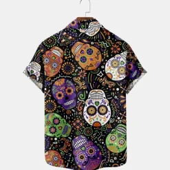 Online OUKU Men's Color Block Palm Tree Tropical Plants Shirt Summer Shirt Summer Hawaiian Shirt Short Sleeve Shirt Turndown Fashion Streetwear Hawaiian Outdoor Street Casual Black Yellow Blue S M L