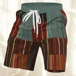 Online OUKU Men's Color Block Patchwork Swimming Trunks Board Shorts Swim Shorts Mid Waist Streetwear Hawaiian Casual Holiday Side Pockets Elastic Drawstring Waist Designer Clothing Apparel Green