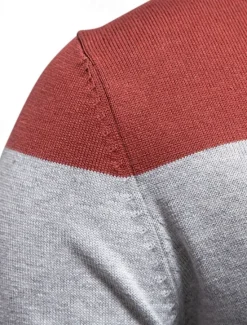 Discount OUKU Men's Color Block Rugby Polo Shirts Long Sleeve Polo Shirts Lapel 3D Print Modern Comfortable Work Casual Sports Holiday Patchwork Buttons Spring Autumn / Fall Red Khaki