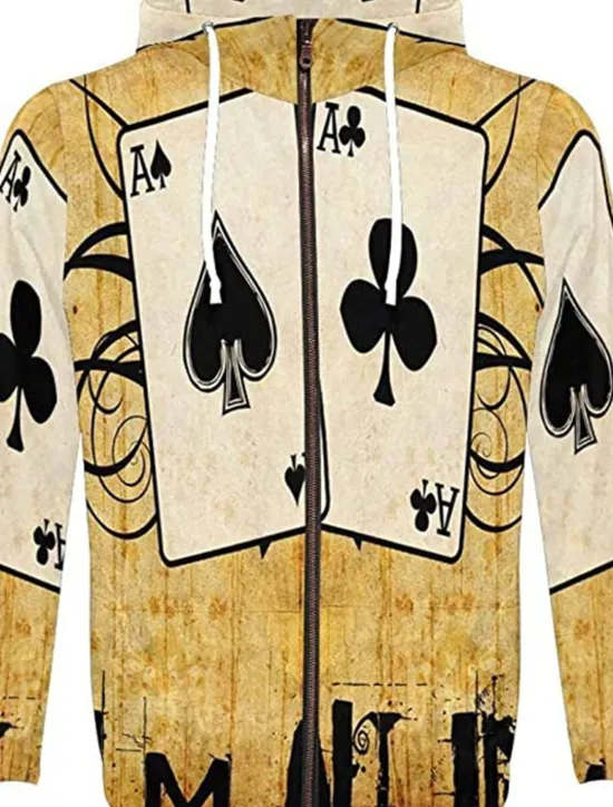 Online OUKU Men's Color Block Skull Graphic Prints Poker Hoodie Hoodies Sweatshirt Designer Sportswear Long Sleeve Hooded Casual Daily Sports Black And White Black Zipper Fall Spring & Fall Designer