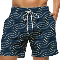 Outlet OUKU Men's Color Block Stripe Swim Trunks Swim Shorts Board Shorts Mid Waist Hawaiian Casual Holiday Beach Drawstring with Mesh lining Elastic Waist Designer Clothing Apparel