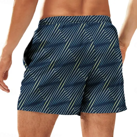 Outlet OUKU Men's Color Block Stripe Swim Trunks Swim Shorts Board Shorts Mid Waist Hawaiian Casual Holiday Beach Drawstring with Mesh lining Elastic Waist Designer Clothing Apparel