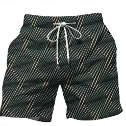 Outlet OUKU Men's Color Block Stripe Swim Trunks Swim Shorts Board Shorts Mid Waist Hawaiian Casual Holiday Beach Drawstring with Mesh lining Elastic Waist Designer Clothing Apparel