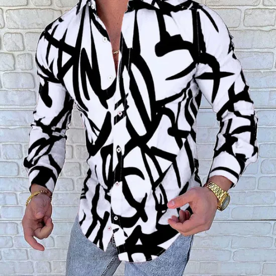 Discount OUKU Men's Color Block Striped Geometric Pattern Shirt Button Up Shirt Long Sleeve Fashion Designer Simple Casual Daily Going out Fall Winter Button Down Collar Patchwork Print Button-Down White Yellow