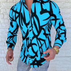 Discount OUKU Men's Color Block Striped Geometric Pattern Shirt Button Up Shirt Long Sleeve Fashion Designer Simple Casual Daily Going out Fall Winter Button Down Collar Patchwork Print Button-Down White Yellow