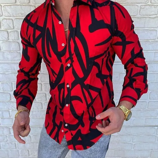 Discount OUKU Men's Color Block Striped Geometric Pattern Shirt Button Up Shirt Long Sleeve Fashion Designer Simple Casual Daily Going out Fall Winter Button Down Collar Patchwork Print Button-Down White Yellow