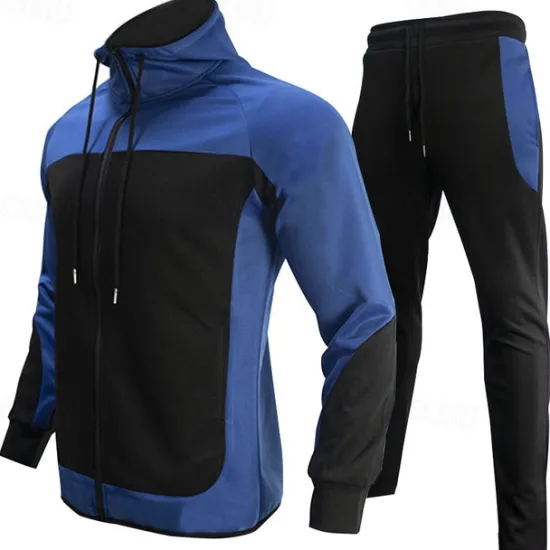 Clearance OUKU Men's Color Block Sweatshirt Tracksuit Sweatsuit Long Sleeve Sweatshirt Standing Collar Streetwear Basic Casual Sports & Outdoor Daily Holiday 2 Piece Spring & Fall