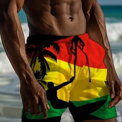 Sale OUKU Men's Color Block Swim Trunks Swim Shorts Board Shorts Mid Waist Vacation Hawaiian Holiday Vacation Holiday Beach Drawstring with Mesh lining Elastic Waist Designer Clothing Apparel