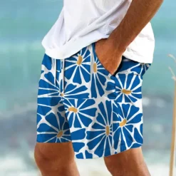 Clearance OUKU Men's Colorful Flower / Floral Swim Trunks Swim Shorts Board Shorts Mid Waist Hawaiian Casual Holiday Beach Drawstring with Mesh lining Elastic Waist Designer Clothing Apparel
