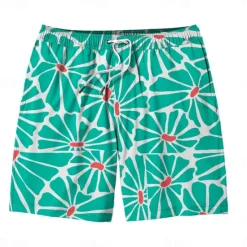 Clearance OUKU Men's Colorful Flower / Floral Swim Trunks Swim Shorts Board Shorts Mid Waist Hawaiian Casual Holiday Beach Drawstring with Mesh lining Elastic Waist Designer Clothing Apparel