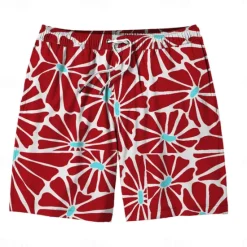 Clearance OUKU Men's Colorful Flower / Floral Swim Trunks Swim Shorts Board Shorts Mid Waist Hawaiian Casual Holiday Beach Drawstring with Mesh lining Elastic Waist Designer Clothing Apparel