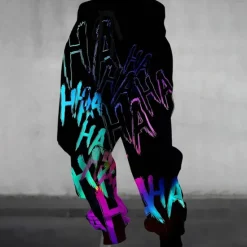 Best OUKU Men's Colorful Graffiti Sweatpants Joggers Trousers Mid Waist Drawstring Elastic Waist Casual Jogging Streetwear Workout Athletic Sweatpants with Pockets Spring Fall 3D Print Black 1# Black