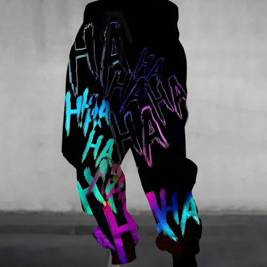Best OUKU Men's Colorful Graffiti Sweatpants Joggers Trousers Mid Waist Drawstring Elastic Waist Casual Jogging Streetwear Workout Athletic Sweatpants with Pockets Spring Fall 3D Print Black 1# Black