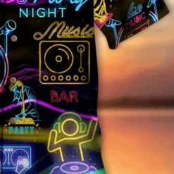 Discount OUKU Men's Colorful Lights Shirt Summer Hawaiian Shirt Aloha Shirt Short Sleeves Shirt Turndown Tropical Streetwear Hawaiian Party Daily Hawaiian Black Blue Purple S M L