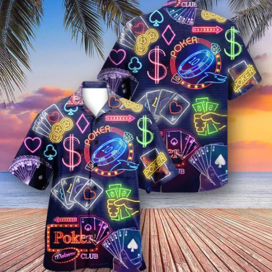 Discount OUKU Men's Colorful Lights Shirt Summer Hawaiian Shirt Aloha Shirt Short Sleeves Shirt Turndown Tropical Streetwear Hawaiian Party Daily Hawaiian Black Blue Purple S M L