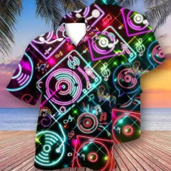 Discount OUKU Men's Colorful Lights Shirt Summer Hawaiian Shirt Aloha Shirt Short Sleeves Shirt Turndown Tropical Streetwear Hawaiian Party Daily Hawaiian Black Blue Purple S M L