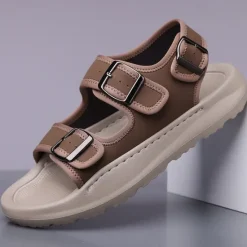 OUKU Men's Comfortable Casual Sandals with Double Buckle Design – Stylish Adjustable Outdoor Footwear for Summer and Vacation