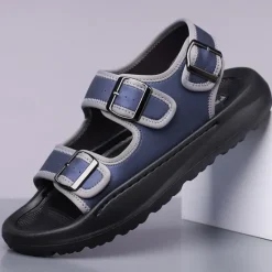 OUKU Men's Comfortable Casual Sandals with Double Buckle Design – Stylish Adjustable Outdoor Footwear for Summer and Vacation