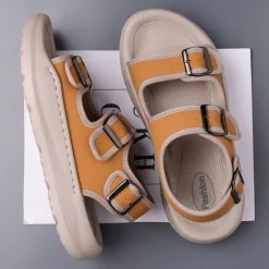 OUKU Men's Comfortable Casual Sandals with Double Buckle Design – Stylish Adjustable Outdoor Footwear for Summer and Vacation