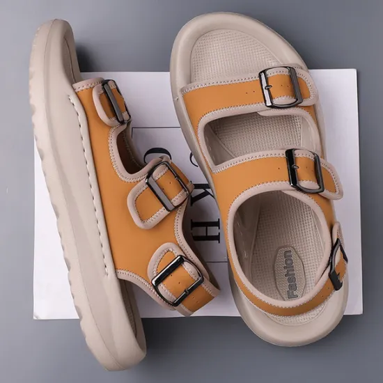 OUKU Men's Comfortable Casual Sandals with Double Buckle Design – Stylish Adjustable Outdoor Footwear for Summer and Vacation
