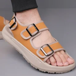 OUKU Men's Comfortable Casual Sandals with Double Buckle Design – Stylish Adjustable Outdoor Footwear for Summer and Vacation