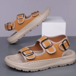 OUKU Men's Comfortable Casual Sandals with Double Buckle Design – Stylish Adjustable Outdoor Footwear for Summer and Vacation