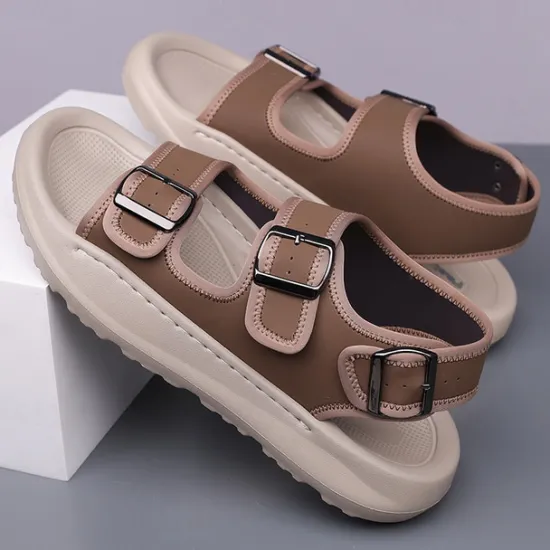 OUKU Men's Comfortable Casual Sandals with Double Buckle Design – Stylish Adjustable Outdoor Footwear for Summer and Vacation