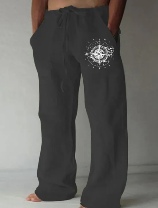 Hot OUKU Men's Compass Pants Trousers Mid Waist Casual Outdoor Street Going out Spring & Fall Black White Green