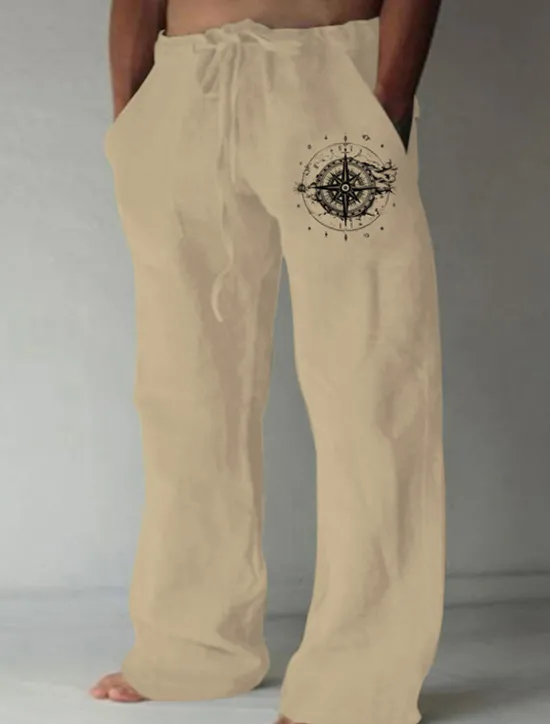 Hot OUKU Men's Compass Pants Trousers Mid Waist Casual Outdoor Street Going out Spring & Fall Black White Green