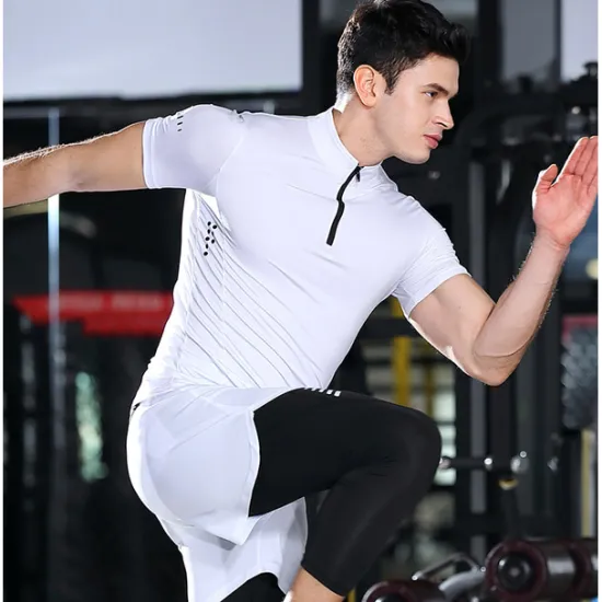 Sale OUKU Men's Compression Shirt Running Shirt Half Zip Short Sleeve Tee Tshirt Athletic Summer Spandex Breathable Quick Dry Moisture Wicking Soft Gym Workout Running Active Training Sportswear Activewear
