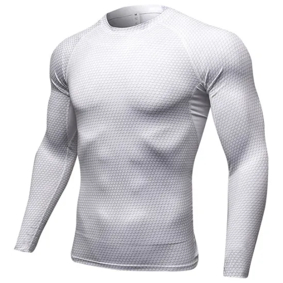 New OUKU Men's Compression Shirt Running Shirt Long Sleeve Tee Tshirt Athletic Spandex Quick Dry Breathability Lightweight Stretchy Fitness Gym Workout Running Sportswear Activewear Snakeskin White Red Blue
