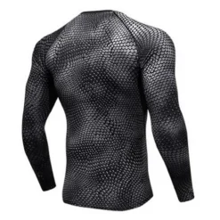 New OUKU Men's Compression Shirt Running Shirt Long Sleeve Tee Tshirt Athletic Spandex Quick Dry Breathability Lightweight Stretchy Fitness Gym Workout Running Sportswear Activewear Snakeskin White Red Blue