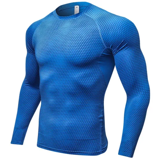 New OUKU Men's Compression Shirt Running Shirt Long Sleeve Tee Tshirt Athletic Spandex Quick Dry Breathability Lightweight Stretchy Fitness Gym Workout Running Sportswear Activewear Snakeskin White Red Blue