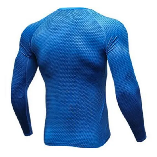 New OUKU Men's Compression Shirt Running Shirt Long Sleeve Tee Tshirt Athletic Spandex Quick Dry Breathability Lightweight Stretchy Fitness Gym Workout Running Sportswear Activewear Snakeskin White Red Blue