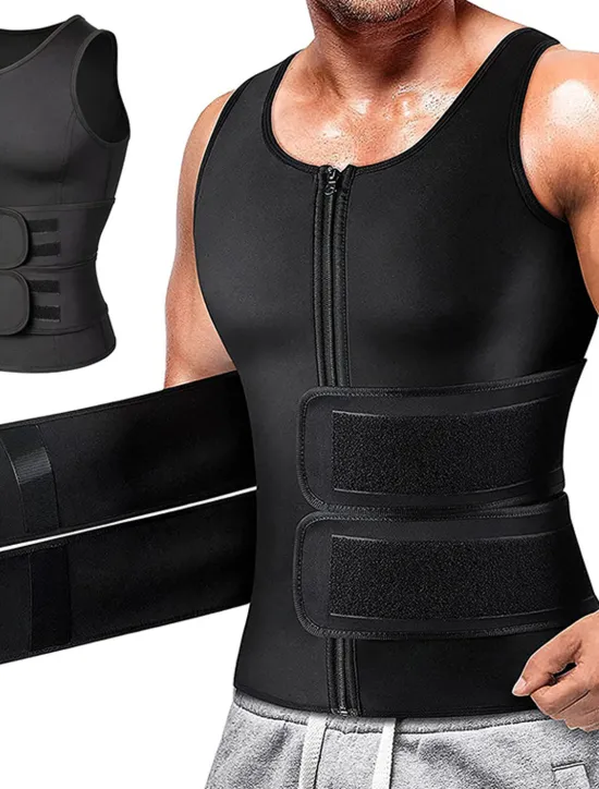 Online OUKU Men's Compression Shirts Body Shaper Shapewear Active Tank Crew Neck Sleeveless Vacation Sports & Outdoor Going out Casual Daily Gym Soft Plain Black Grey Activewear Fashion Sport