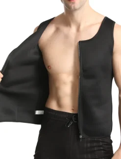 Online OUKU Men's Compression Shirts Body Shaper Shapewear Active Tank Crew Neck Sleeveless Vacation Sports & Outdoor Going out Casual Daily Gym Soft Plain Black Grey Activewear Fashion Sport