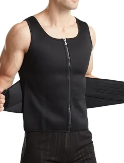 Online OUKU Men's Compression Shirts Body Shaper Shapewear Active Tank Crew Neck Sleeveless Vacation Sports & Outdoor Going out Casual Daily Gym Soft Plain Black Grey Activewear Fashion Sport