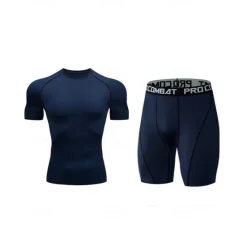 Outlet OUKU Men's Compression Tops Shorts and T Shirt Set Sports T-Shirt Crew Neck Short Sleeve Outdoor Daily Running Gym Fast Dry Breathable 2 Piece Plain Black White Activewear Sport Casual