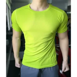 Online OUKU Men's Compression Tops Sports T-Shirt Crewneck Short Sleeves Athleisure Sports Casual Daily Moisture Wicking Soft Letter Lake Blue Black Activewear Casual / Sporty