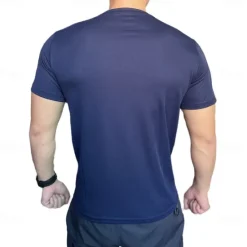 Online OUKU Men's Compression Tops Sports T-Shirt Crewneck Short Sleeves Athleisure Sports Casual Daily Moisture Wicking Soft Letter Lake Blue Black Activewear Casual / Sporty