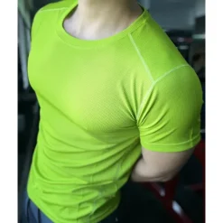 Online OUKU Men's Compression Tops Sports T-Shirt Crewneck Short Sleeves Athleisure Sports Casual Daily Moisture Wicking Soft Letter Lake Blue Black Activewear Casual / Sporty