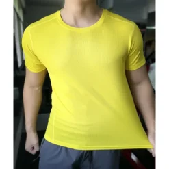 Online OUKU Men's Compression Tops Sports T-Shirt Crewneck Short Sleeves Athleisure Sports Casual Daily Moisture Wicking Soft Letter Lake Blue Black Activewear Casual / Sporty