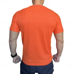 Online OUKU Men's Compression Tops Sports T-Shirt Crewneck Short Sleeves Athleisure Sports Casual Daily Moisture Wicking Soft Letter Lake Blue Black Activewear Casual / Sporty