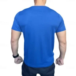 Online OUKU Men's Compression Tops Sports T-Shirt Crewneck Short Sleeves Athleisure Sports Casual Daily Moisture Wicking Soft Letter Lake Blue Black Activewear Casual / Sporty