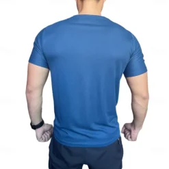Online OUKU Men's Compression Tops Sports T-Shirt Crewneck Short Sleeves Athleisure Sports Casual Daily Moisture Wicking Soft Letter Lake Blue Black Activewear Casual / Sporty