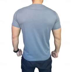 Online OUKU Men's Compression Tops Sports T-Shirt Crewneck Short Sleeves Athleisure Sports Casual Daily Moisture Wicking Soft Letter Lake Blue Black Activewear Casual / Sporty