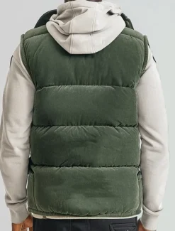 Best OUKU Men's Corduroy Fleece Vest Outdoor Vest Gilet Punk Active Fall Winter Polyester Solid Color Turtleneck Black Light Brown Army Green Vest