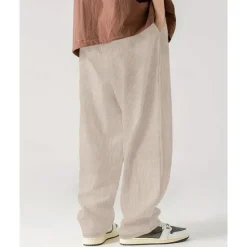 Online OUKU Men's Corduroy Pants Casual Pants Pocket Drawstring Elastic Waist Plain Comfort Sports Outdoor Daily Fashion Casual Black White Micro-elastic